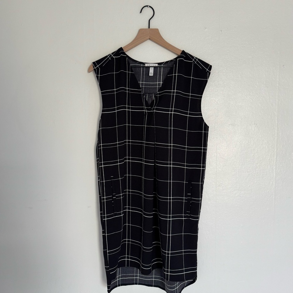 Leith Black and White Plaid Dress